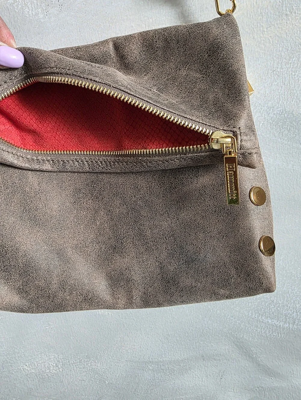 Hammitt VIP Medium Crossbody Bag Pewter Brushed Gold 9.5x7x2